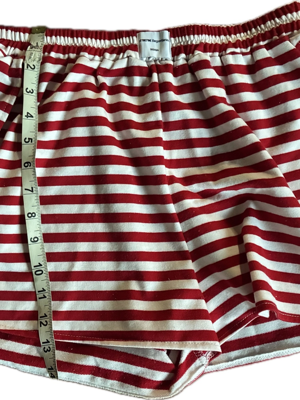 Red & White Striped Women’s Casual Elastic-Waist Shorts